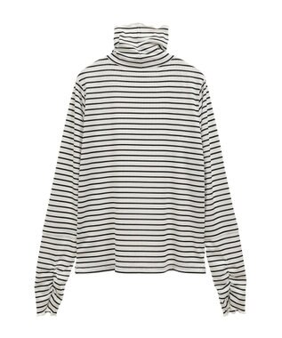 earth music&ecology シャーリングスリーブリブタートルプルオーバー Border