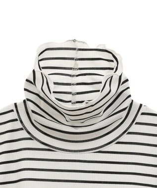 earth music&ecology シャーリングスリーブリブタートルプルオーバー Border