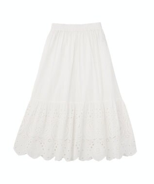 Green Parks ペチ付スカラップ刺しゅうスカート Off White