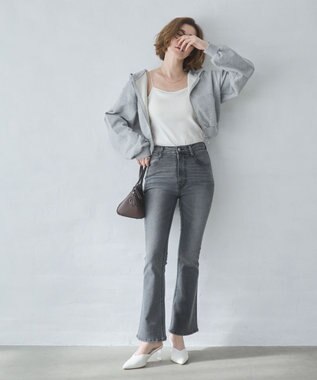 WEGO ショートZIPパーカー 杢グレー