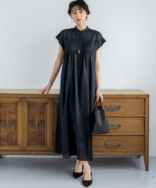 23区 【一部店舗限定/接触冷感/洗える】ラミータンブラー フレンチスリーブ ワンピース ブラック系