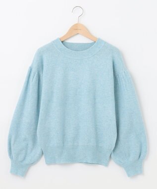 SHARE PARK LADIES ソフトタッチパフスリーブニット スカイブルー