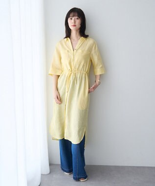 YECCA VECCA フレンチリネンドロストワンピース Yellow