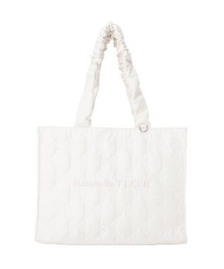 Maison de FLEUR ギャザーハンドルリボンキルティングトート Ivory