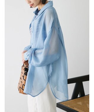 Green Parks ショルダースリット２ＷＡＹシャツ Sax