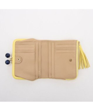 UNBILLION ペルケ perche / アクリル玉がま口2つ折り財布 ライトイエロードット