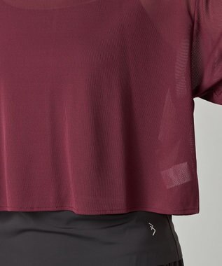 Chacott シアーリブバッククロスTシャツ ワインレッド