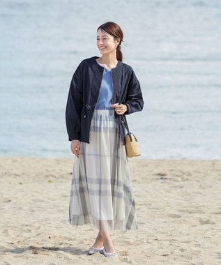 Tiaclasse 【新色追加・洗える】メモリーノーカラードロストブルゾン ネイビー