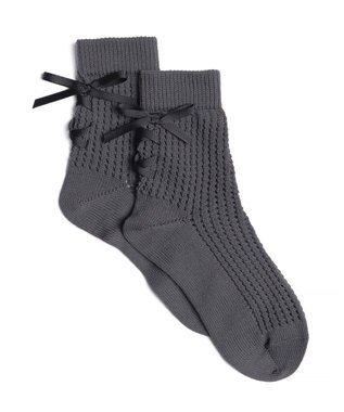 WEGO レースアップリボンソックス グレー
