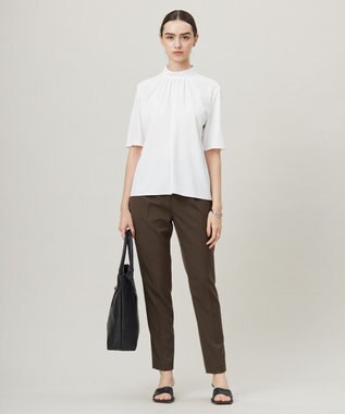 ICB L 【洗える】ストレッチジョーゼット ハイネックブラウス オフホワイト系