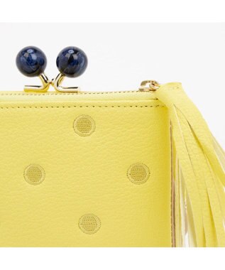 UNBILLION ペルケ perche / アクリル玉がま口2つ折り財布 ライトイエロードット