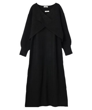 earth music&ecology Ｓｅｔ２点クロスニット＋ノースリーブニットワンピース Black