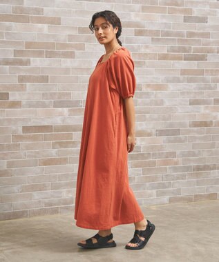 J.PRESS YORK STREET 【WOMEN】コットンワッシャーリラックス ワンピース オレンジ系