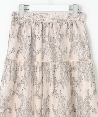 Feroux ニット×ティアードレース スカート グレー系