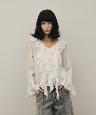 GRACE CONTINENTAL フリルブラウス ホワイト