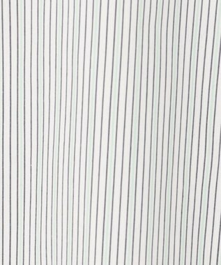 J.PRESS LADIES 【洗える】BEZコットンナイロン ストライプ シャツカラー ブラウス グリーン×ネイビーストライプ系1