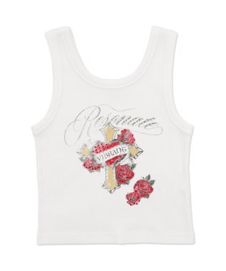 WEGO ラインストーンハートグラフィックタンク ホワイト