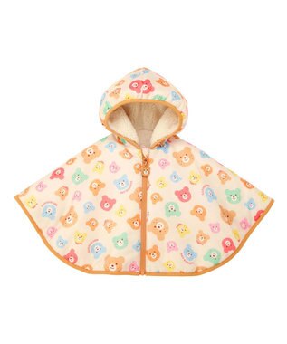 MIKI HOUSE HOT BISCUITS カラフルビーンズ 裏ボアフリース リバーシブル総柄マント マルチカラー