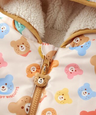 MIKI HOUSE HOT BISCUITS カラフルビーンズ 裏ボアフリース リバーシブル総柄マント マルチカラー