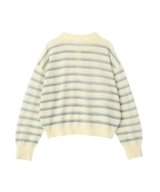 CRAFT STANDARD BOUTIQUE シアーボーダーポロ衿ニットプルオーバー Ivory