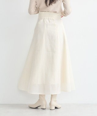 earth music&ecology シアーチェックスカート Ivory