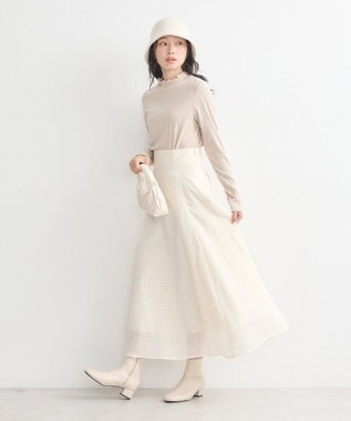 earth music&ecology シアーチェックスカート Ivory