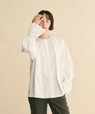 #Newans 【洗濯機可】フルギャザーブラウス ホワイト