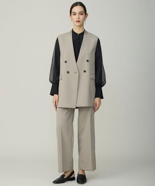 ICB L 【先行予約】 オーガンコンビシャーティング シアーレイヤードスリーブブラウス ブラック