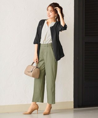 Tiaclasse L 【洗える】シルエットの変化を楽しめる麻調ドロストジャケット ネイビー