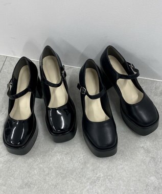 WEGO ボリュームヒールストラップシューズ ブラックその他