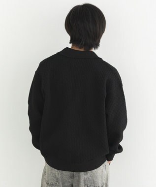 CRAFT STANDARD BOUTIQUE 柄編みニットシャツカーディガン Black