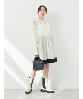 earth music&ecology ショルダースリットシャツ Off White