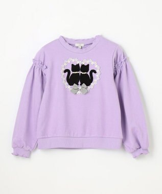 ANY KIDS ネコシルエット裏毛トレーナー ラベンダー