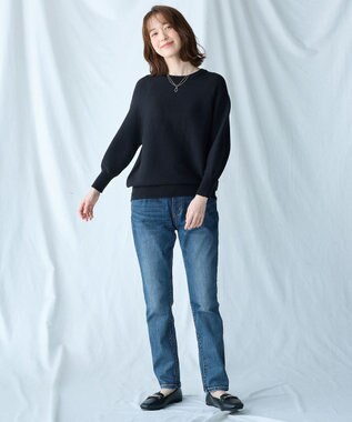 ANY L 【洗濯機可/6色展開】ラウンドネックガーターニット ブラック