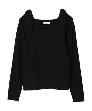 earth music&ecology 肩リボンニットプルオーバー Black