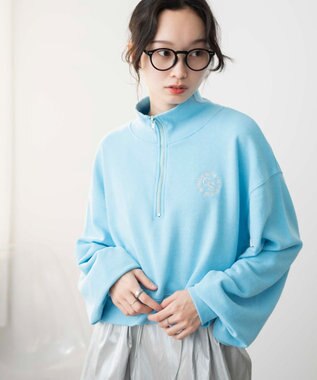 WEGO ハーフジップショートスウェット ブルーその他