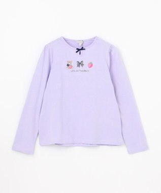 ANY KIDS テディベリー刺繍 長袖Tシャツ ラベンダー