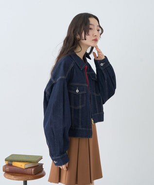 earth music&ecology ショートジップデニムジャケット Indigo
