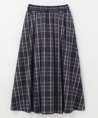 ANY 【ウエストゴム】イージーケアチェック スカート ブラックチェック