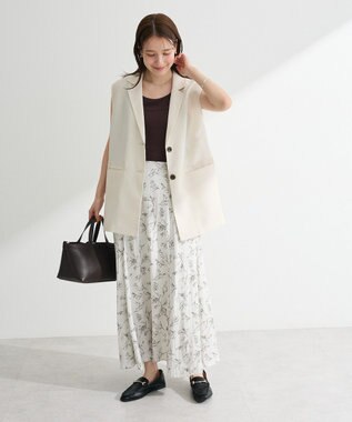 Green Parks メッシュフレンチスリーブジレ Ivory