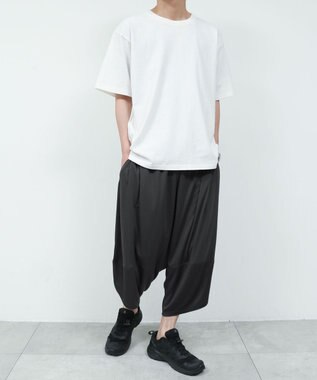 WEGO 【機能性パンツ/ウエストゴム】サルエルパンツ ブラック中濃色