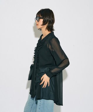 YECCA VECCA 【archive】フリルボウタイブラウス Black