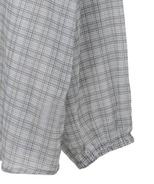 Green Parks チェックシアーフリルブラウス Off White