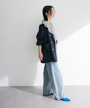 Green Parks チェックシアーフリルブラウス Off White