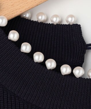 組曲 L 【先行予約・WEB限定】パール釦畦ニット プルオーバー ネイビー系