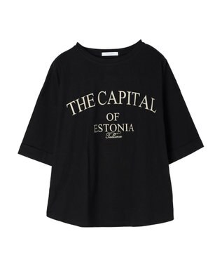 Green Parks インド綿 ＢＩＧサイズアーチロゴ半袖プルオーバー Black