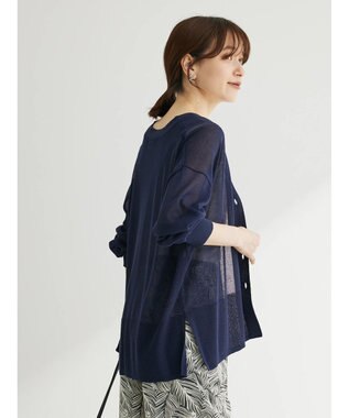 Green Parks 接触冷感Ｖネックカーデ Dark Navy