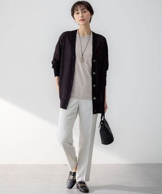 23区 【Oggi7月号掲載/吸水速乾/接触冷感/UVカット】ストレッチジョーゼット テーパード パンツ ベージュ系