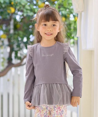 ANY KIDS 裾チュール 長袖 Tシャツ チャコール