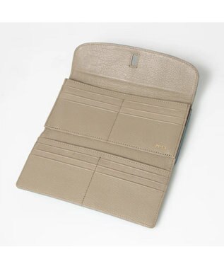 UNBILLION perche カラーコンビレザーかぶせ外がま口長財布 サックスブルー